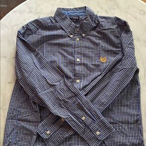 Chaps Navy and Gold Checkered Shirt